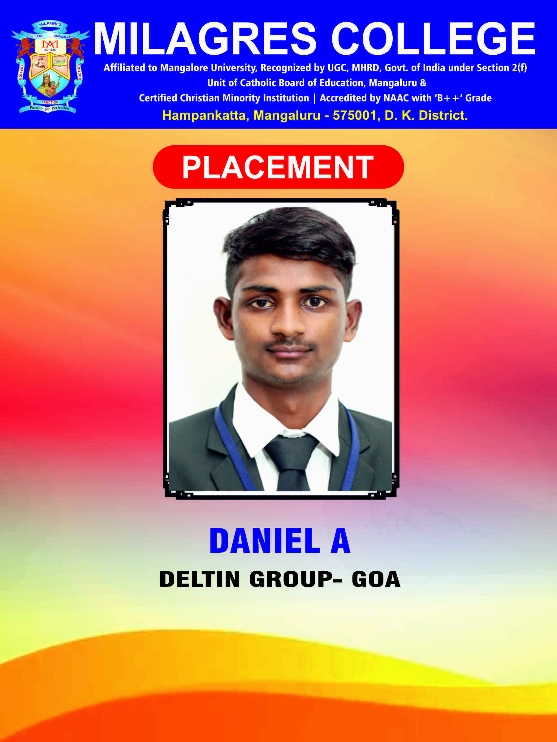 Successfully placed student